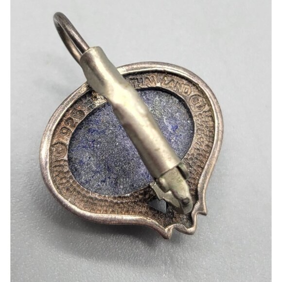 Vintage Sterling Silver 925 Thailand Lapiz Lazuli Fishhook Earrings E1 - Picture 5 of 9